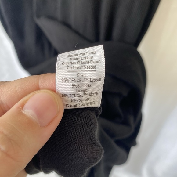 Marine Layer Lexi Ribbed Midi Dress Sz M Black Short Sleeve Mock Neck Lined - Picture 7 of 13